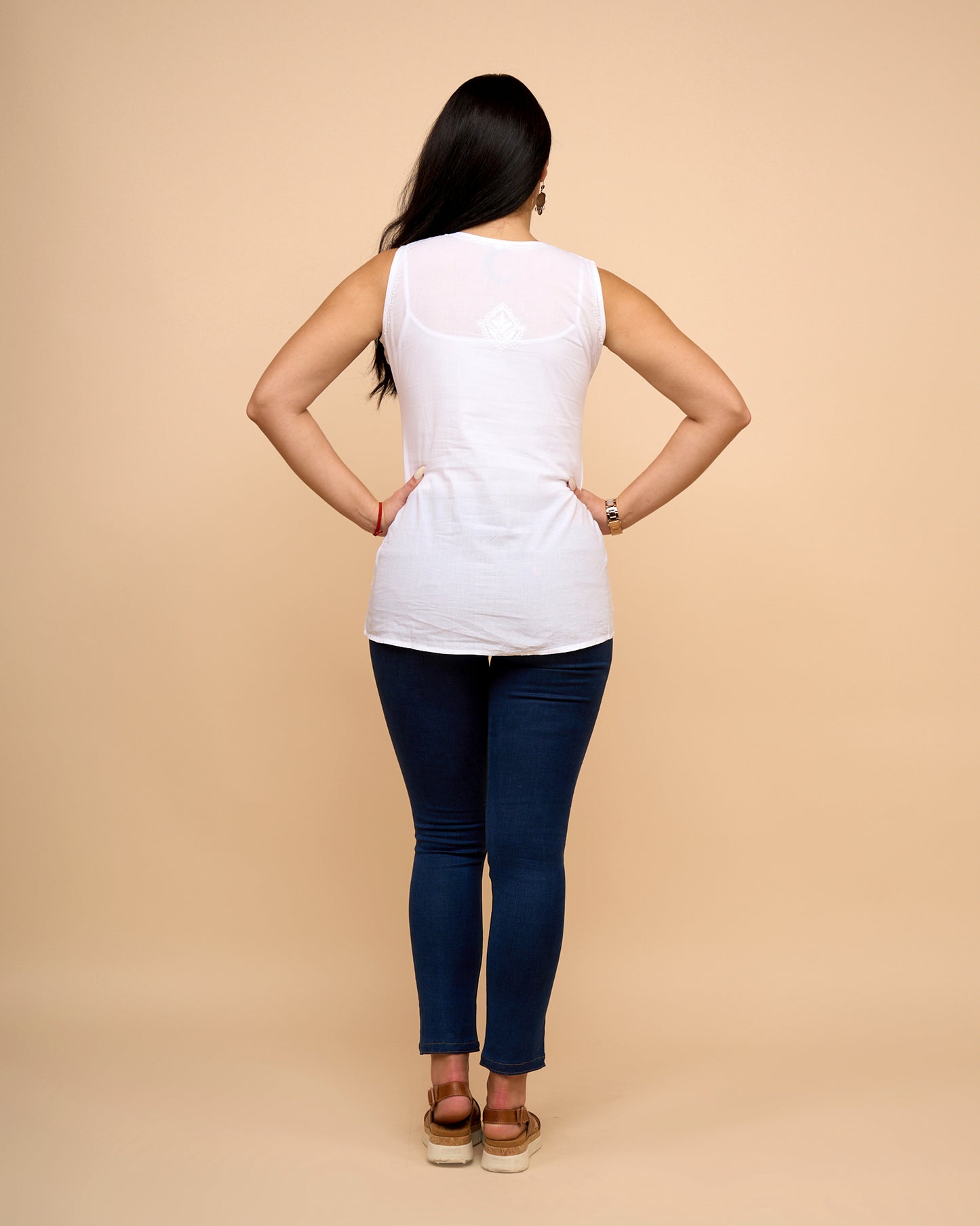 Blusa abertura frontal - Algodon bordado