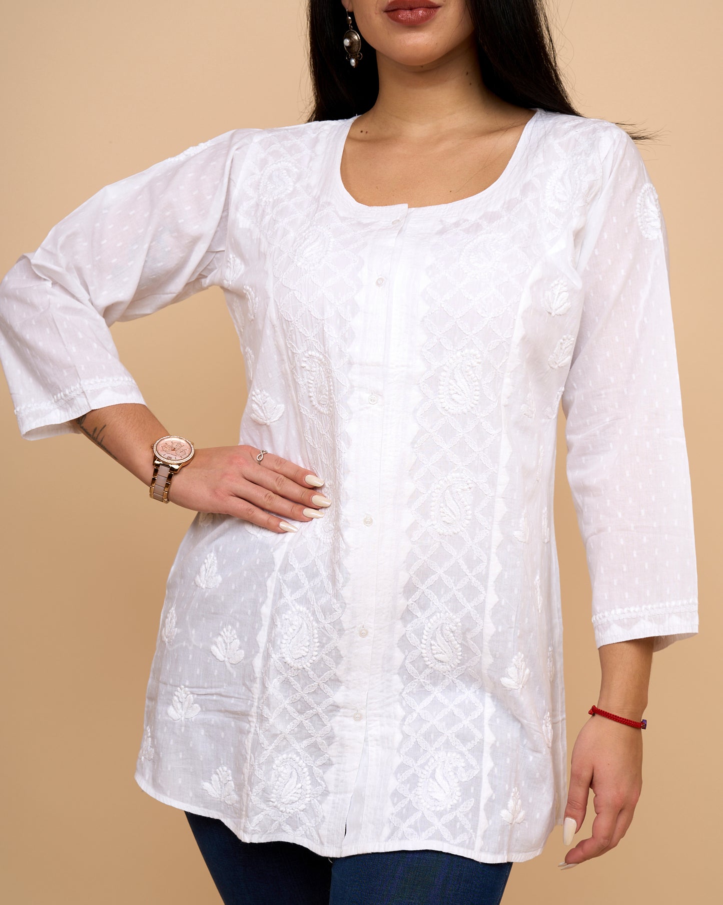 Blusa - Bordado con abertura frontal