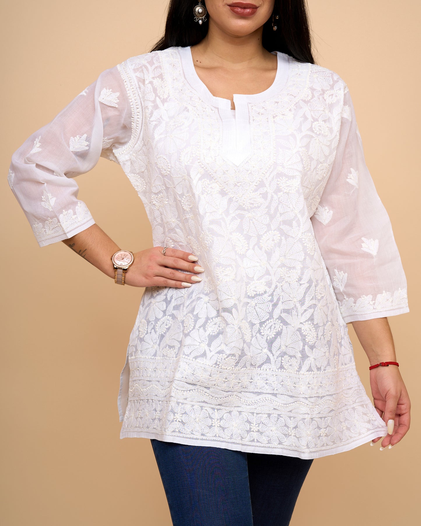 Blusa - Algodon bordado detallada
