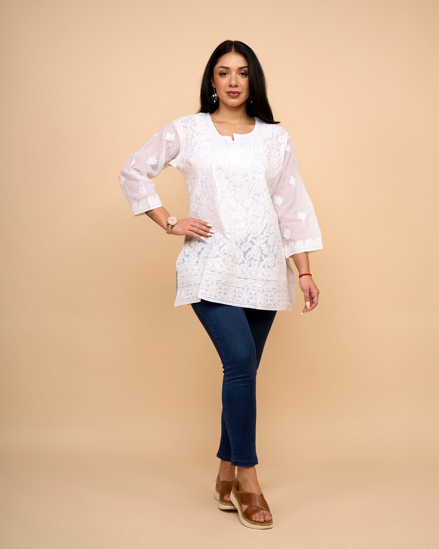 Blusa - Algodon bordado detallada