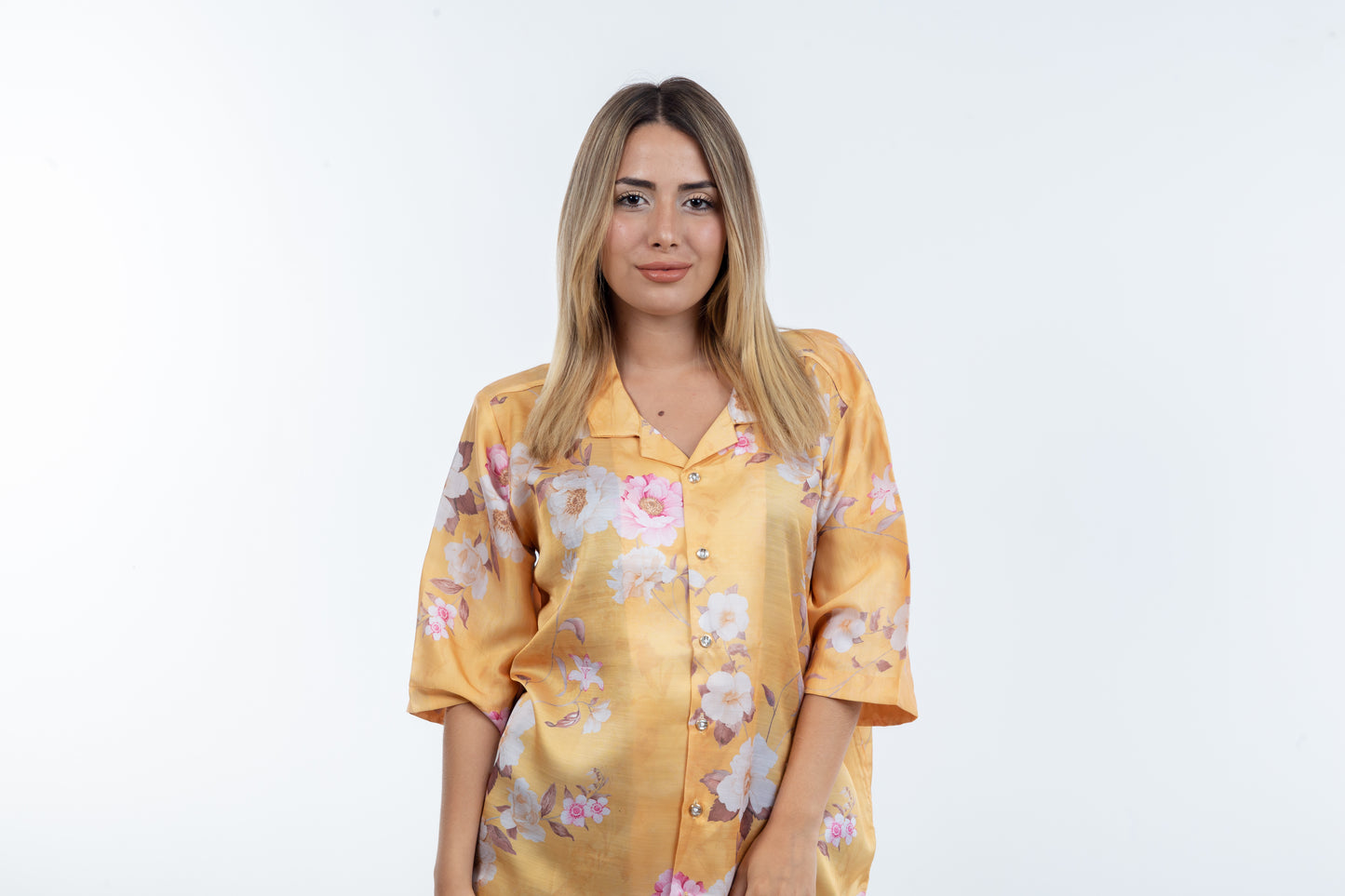 Camisa Oversized Floral Muselina - Estilo Casual en Amarillo