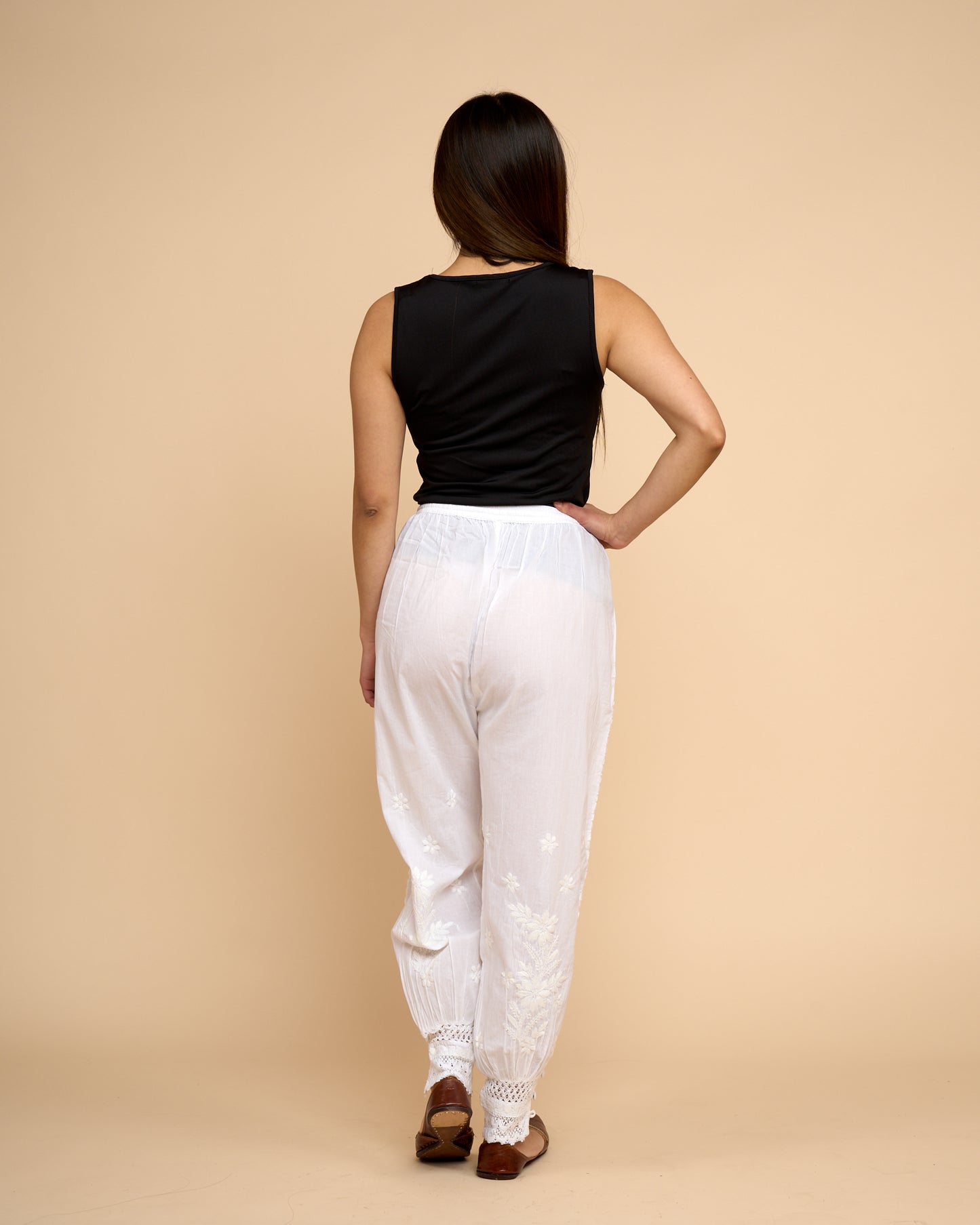 Pantalon - Algodon Bordado Chikankari