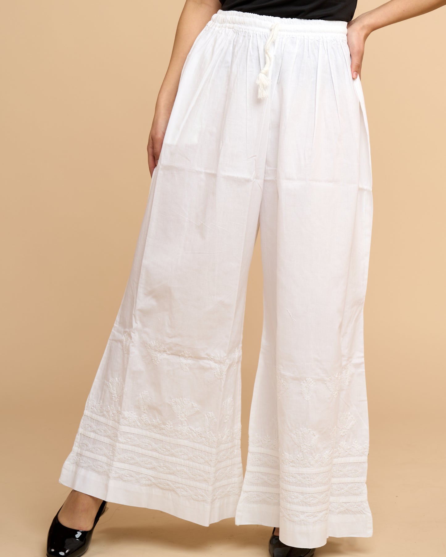 Palazzo Amplio Formal - Bordado Chikankari