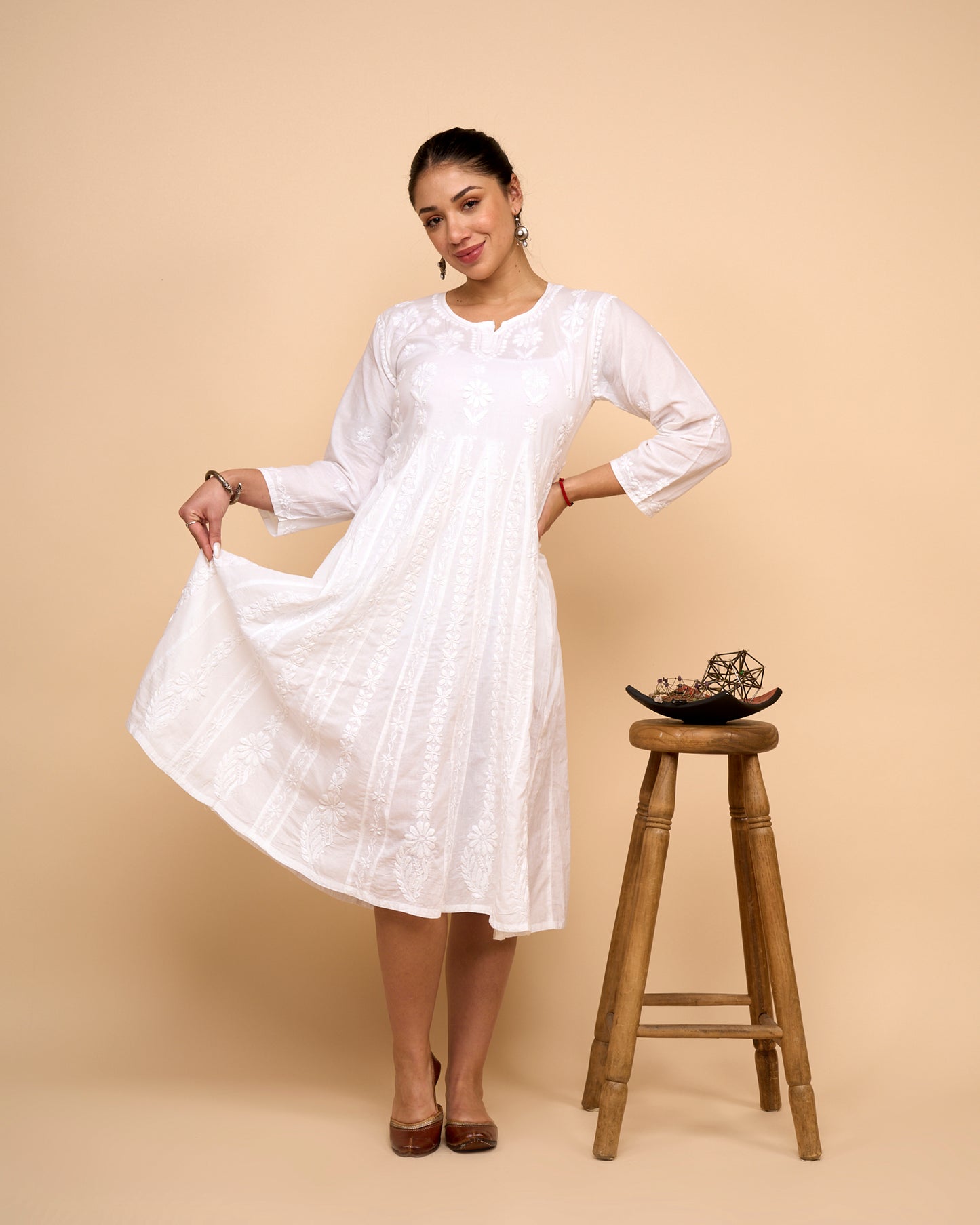Vestido - Algodón con Bordado Floral