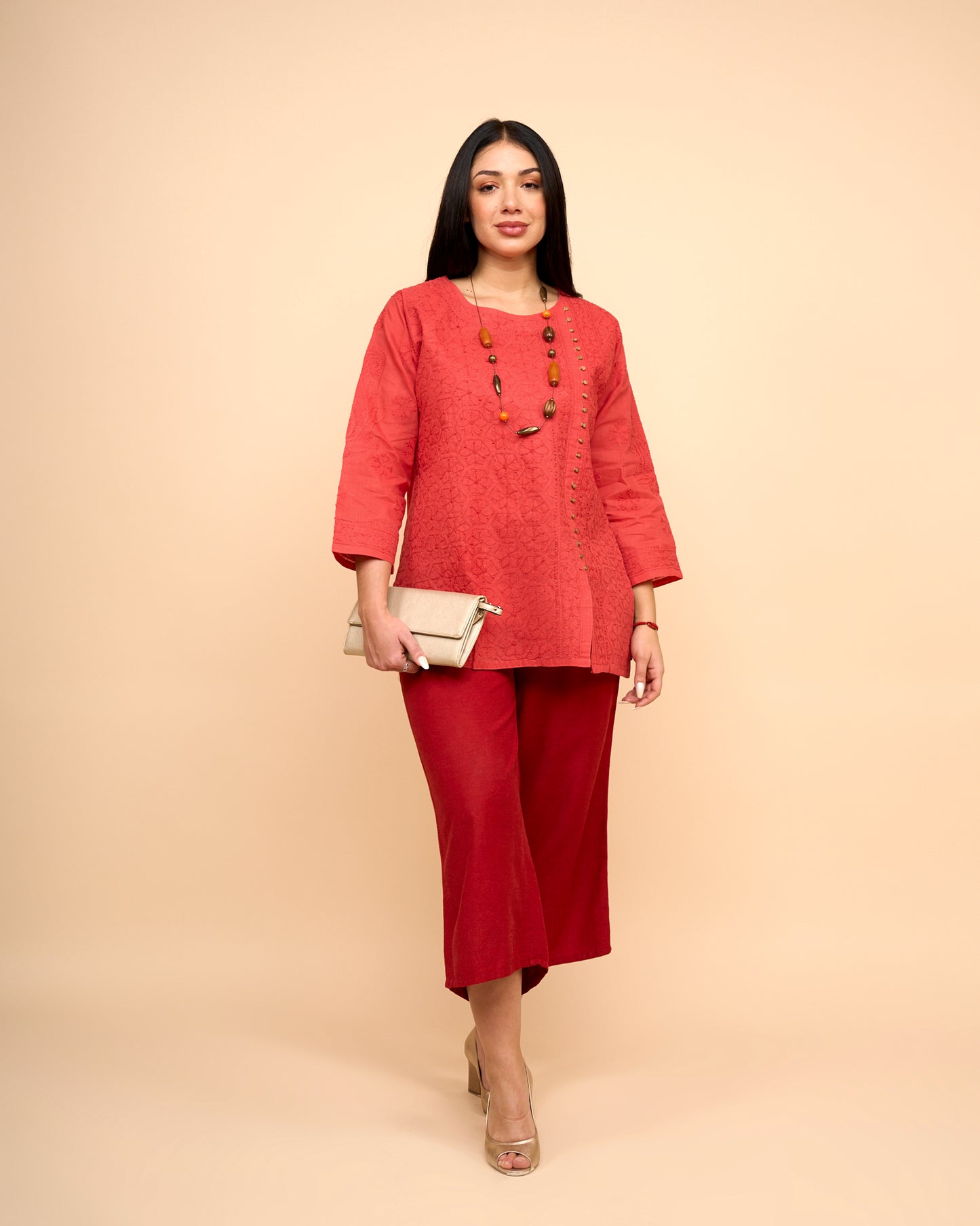 Blusa Roja tommish - Algodon bordado detallada